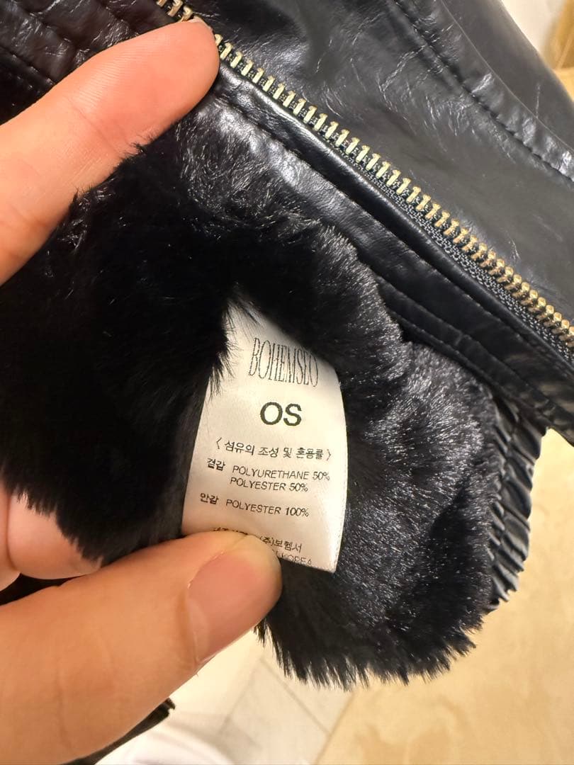 bohemian seoulクリンクルド レザー ファー ム–トンジャケット