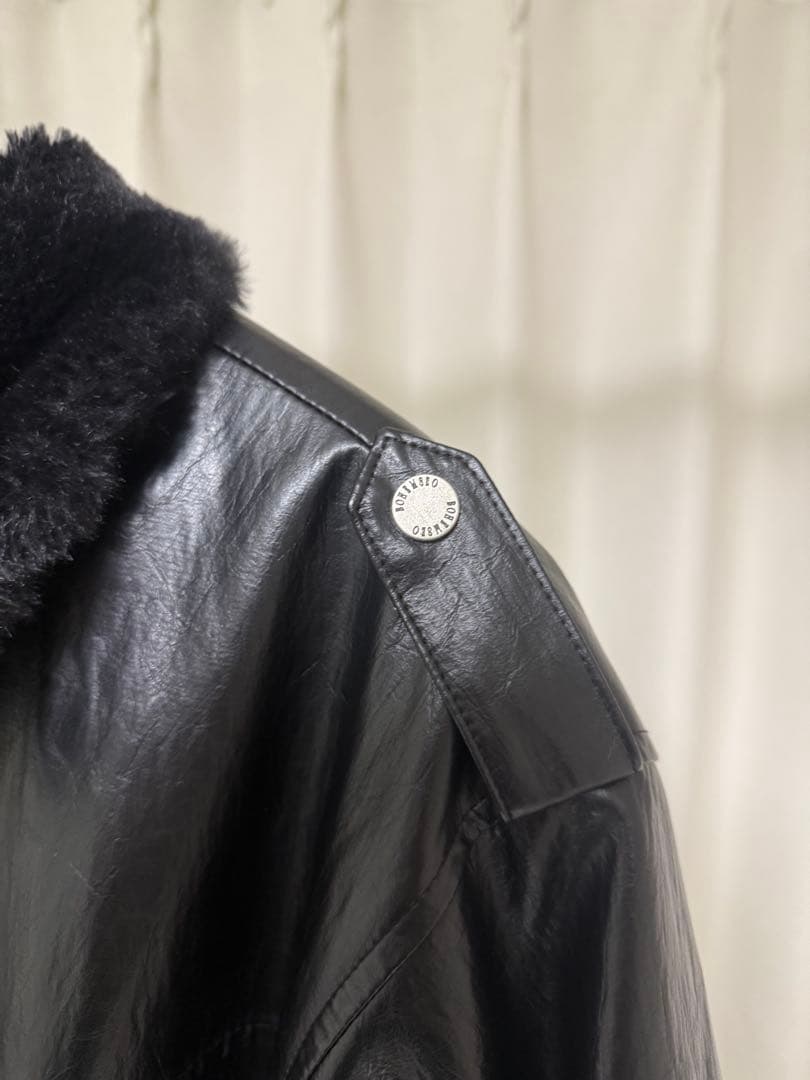 bohemian seoulクリンクルド レザー ファー ム–トンジャケット