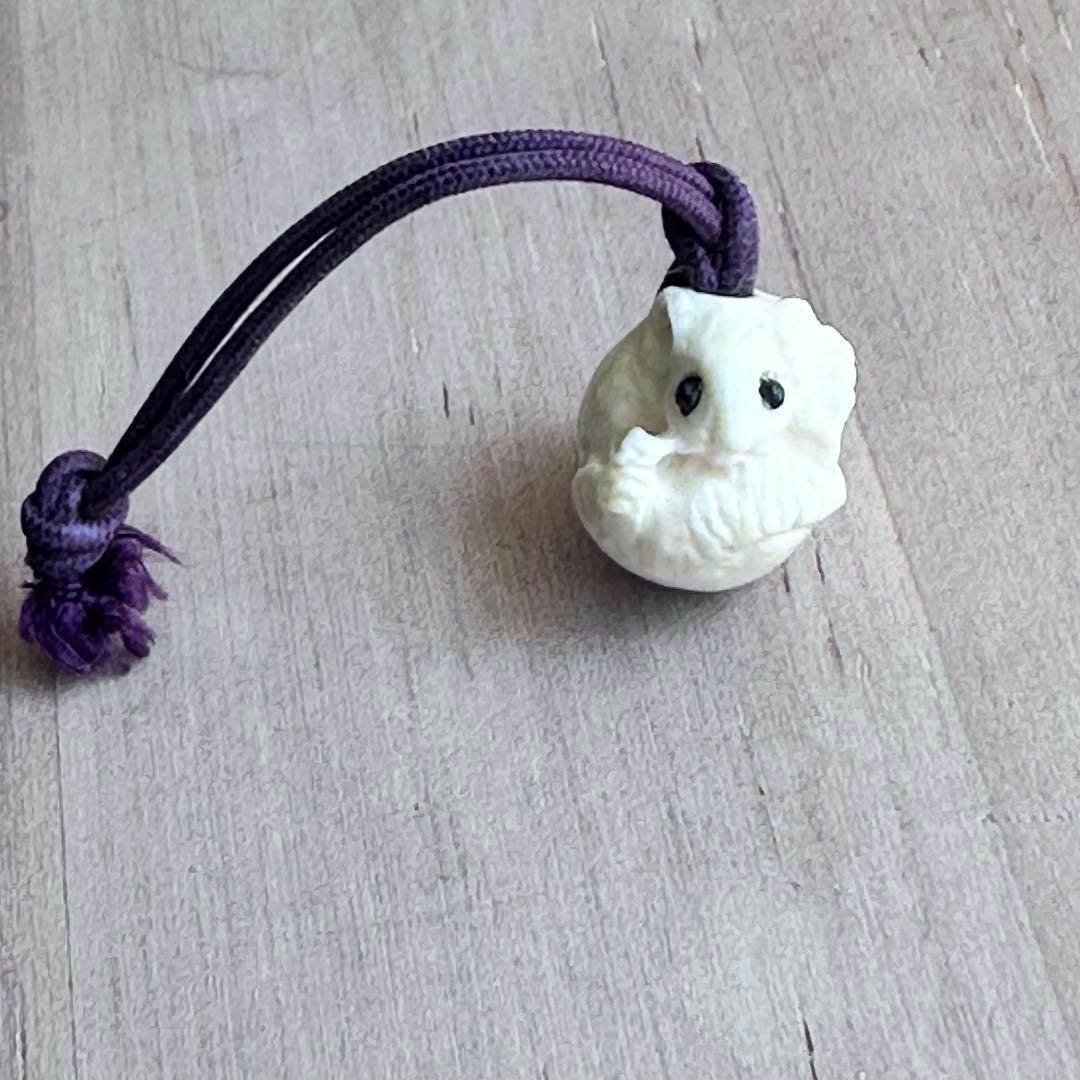 丸鼠　根付け　提げもの　正昭　在銘