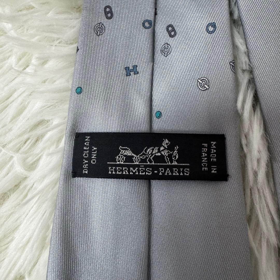 エルメス HERMES シルクツイルタイ カンカイユリ・シャッフル ブルー系