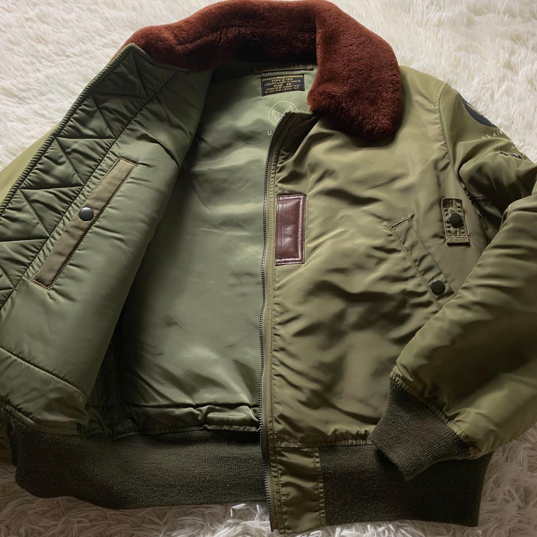 雰囲気抜群■バズリクソンズ フライトジャケット B-15B 襟ボア カーキ 38