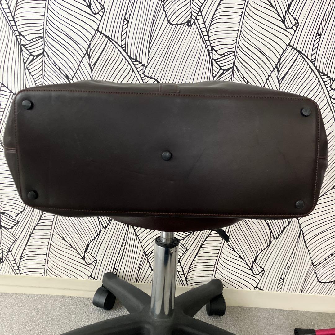 シャネルターンロックラムスキンボストンショルダービジネスバッグ大ブラウン