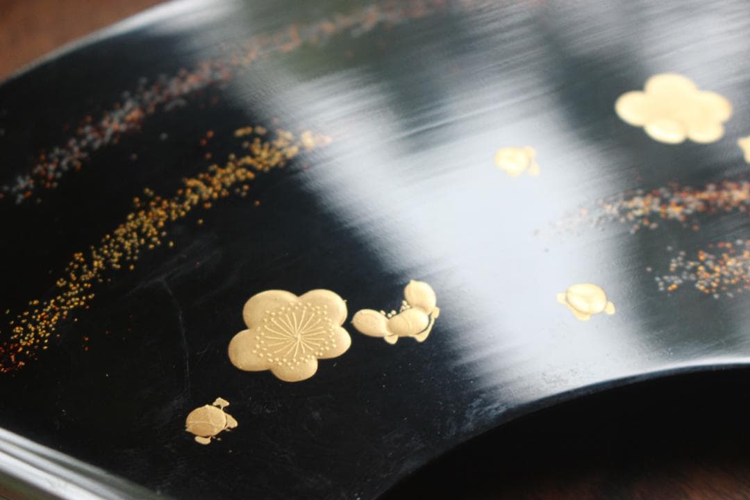 極上草花蒔絵の映える扇面銘々皿5点揃（検輪島塗銘々皿菓子皿茶道具