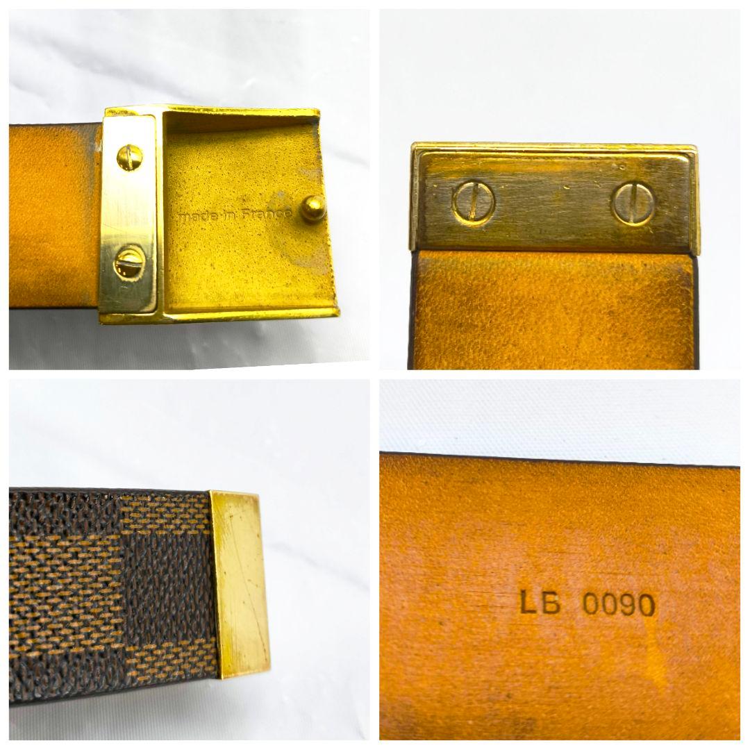 ルイヴィトン ダミエ エヌベ サンチュール ベルト ゴールド金具