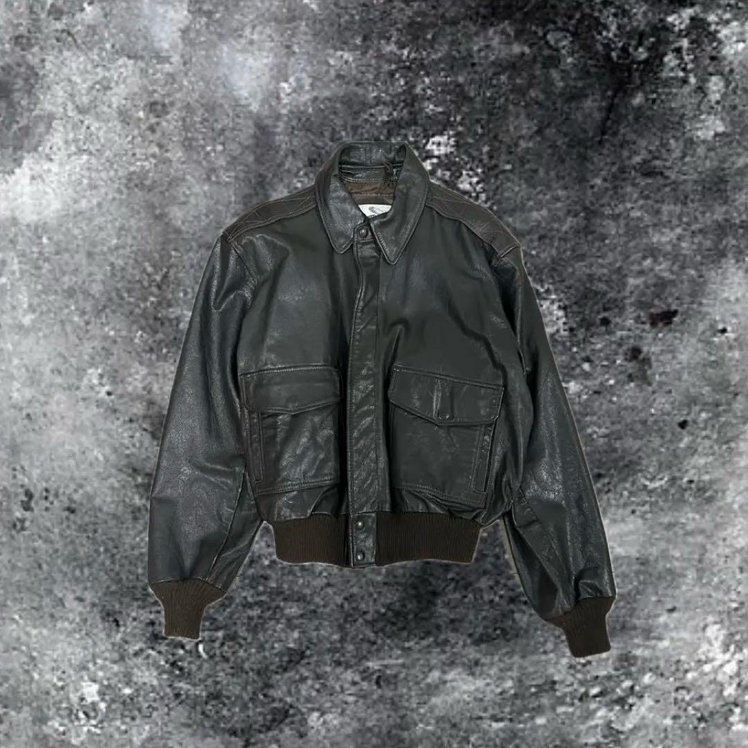 80s USA製 短丈 レザーフライトジャケット 本革 g-1 a-2
