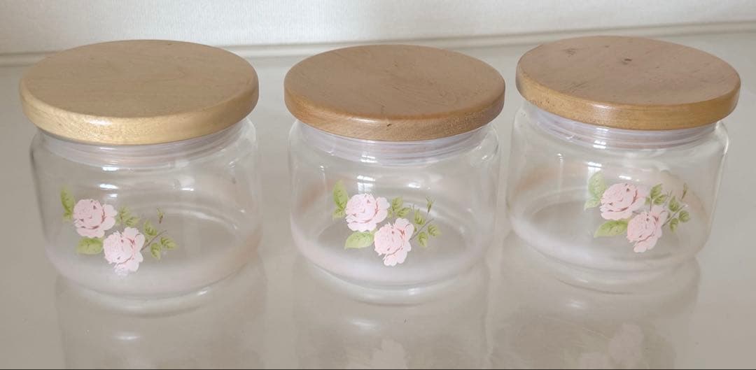 イマンダイアナガラス木ぶたキャニスター３個セット