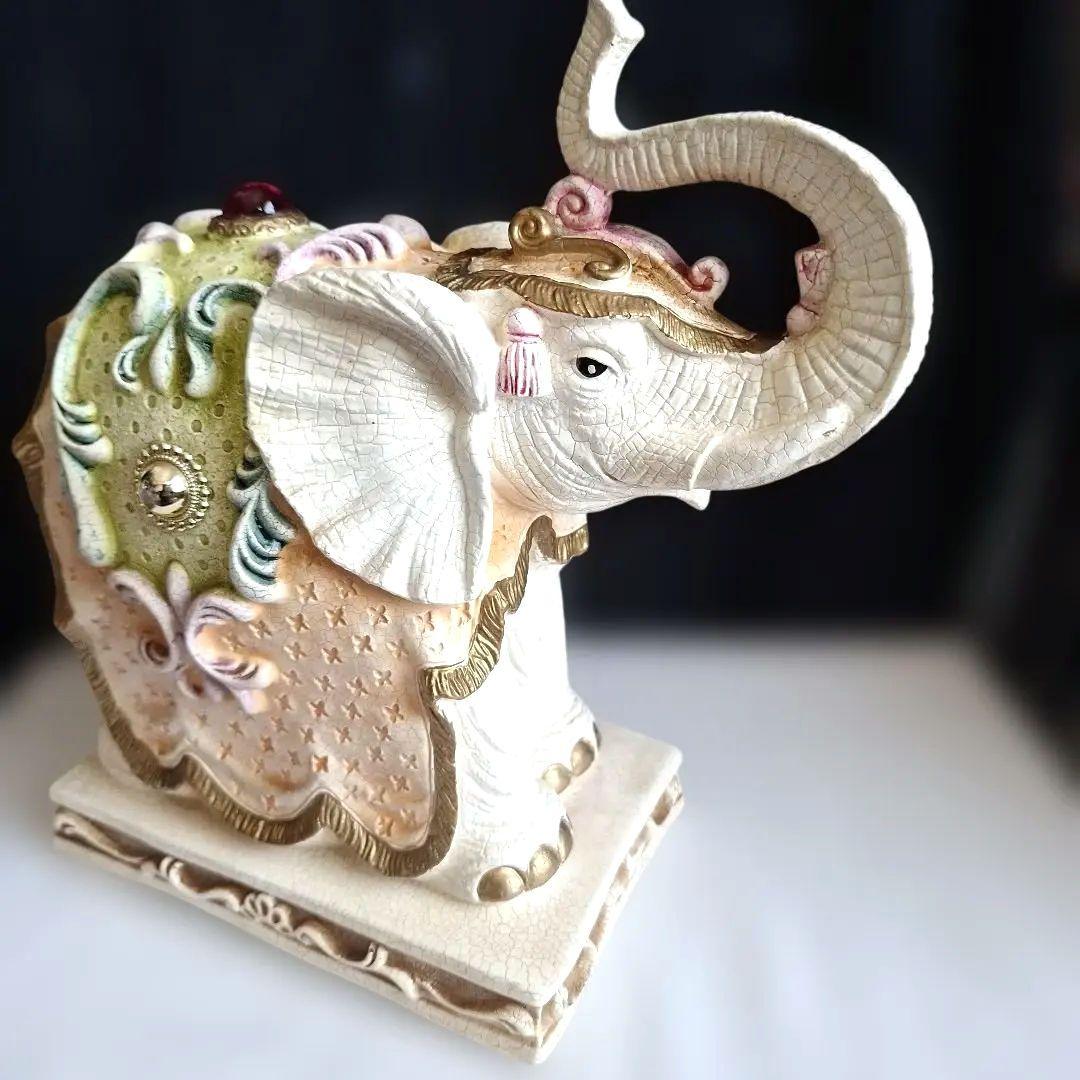 象の置物　2体セット　　陶器　オブジェ　運気上昇　インテリア　ヴィンテージ