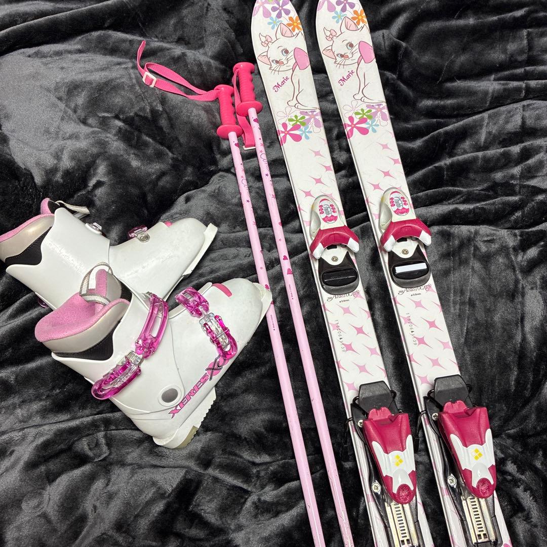 スキーセット 118cm ホワイト ピンク 3点セット ディズニー マリー