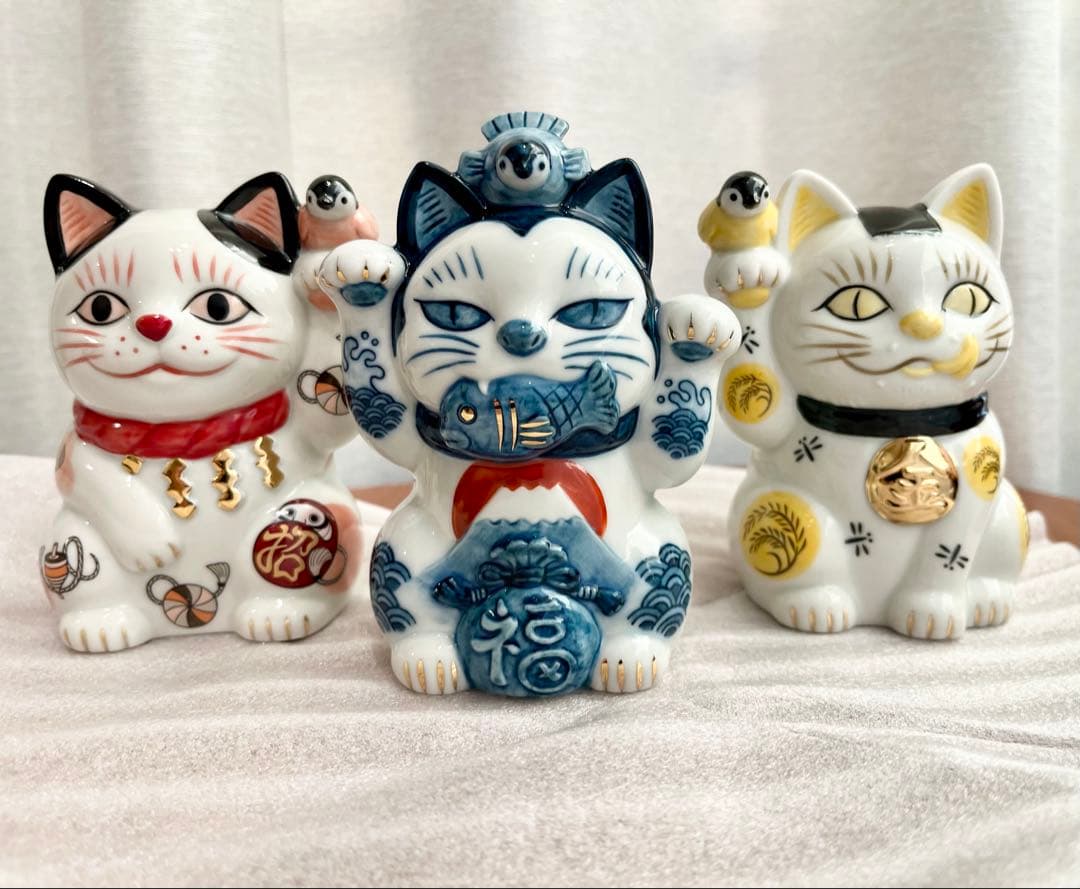 【未使用】AKOMEYA 石黒亜矢子　瀬戸まねき猫　招き猫　3体セット