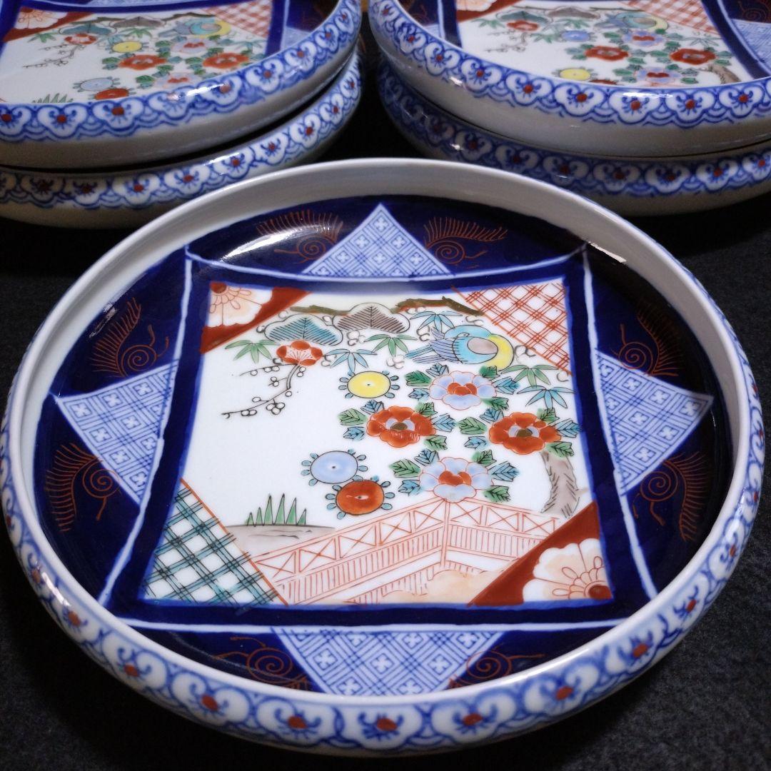 伊万里色絵丸皿　5枚