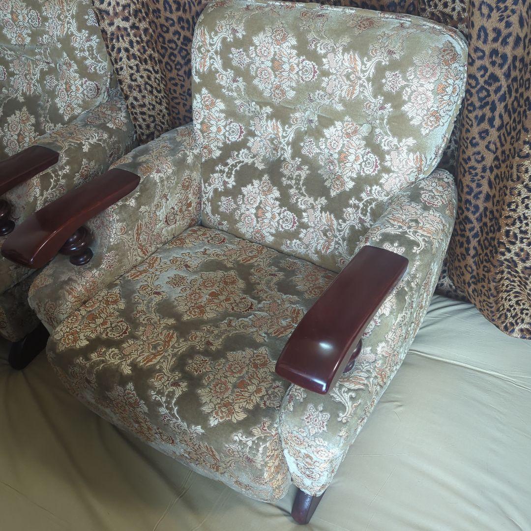 【☆美品☆】【高級シングルソファー】金華山織【※２脚ある内の１脚】①番