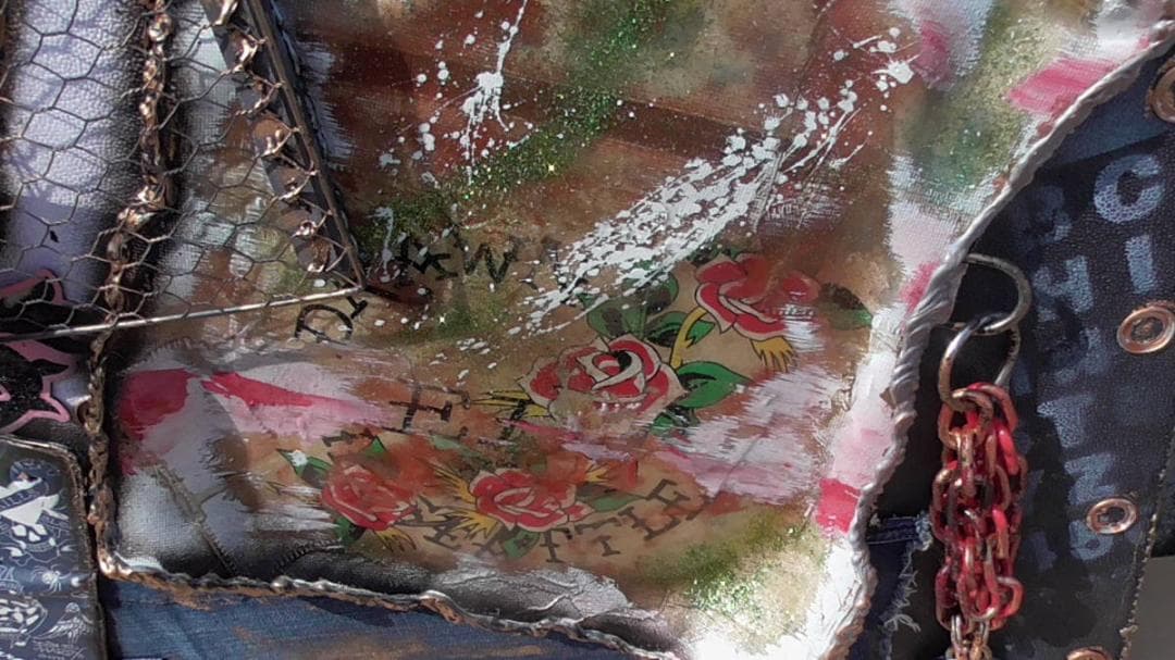 インテリアボード 木製 デニム/ジーンズ/金網/ダメージ エドハーディー