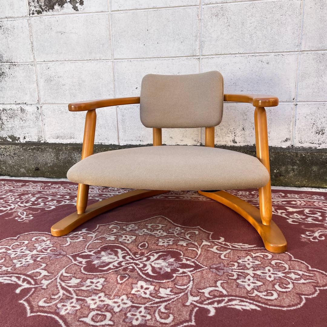 無限工房◾️かに座椅子 ローチェア 福竹産業 木製家具 リラックスチェア