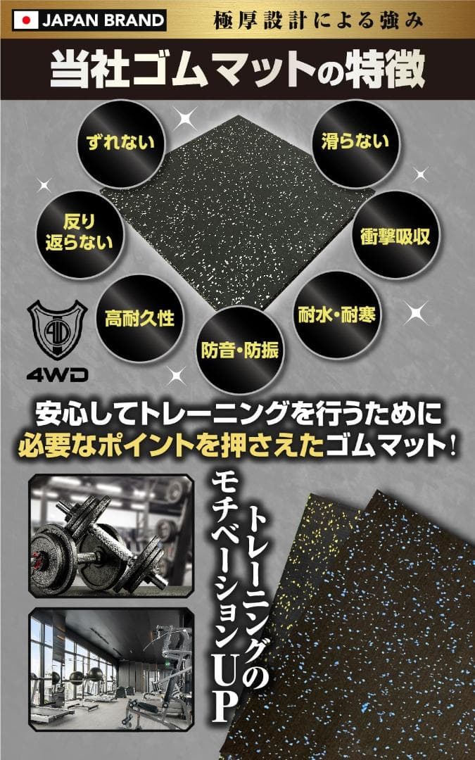 【Kap】 4WD ジムマット 4枚セット 50×50×3cm 8セット