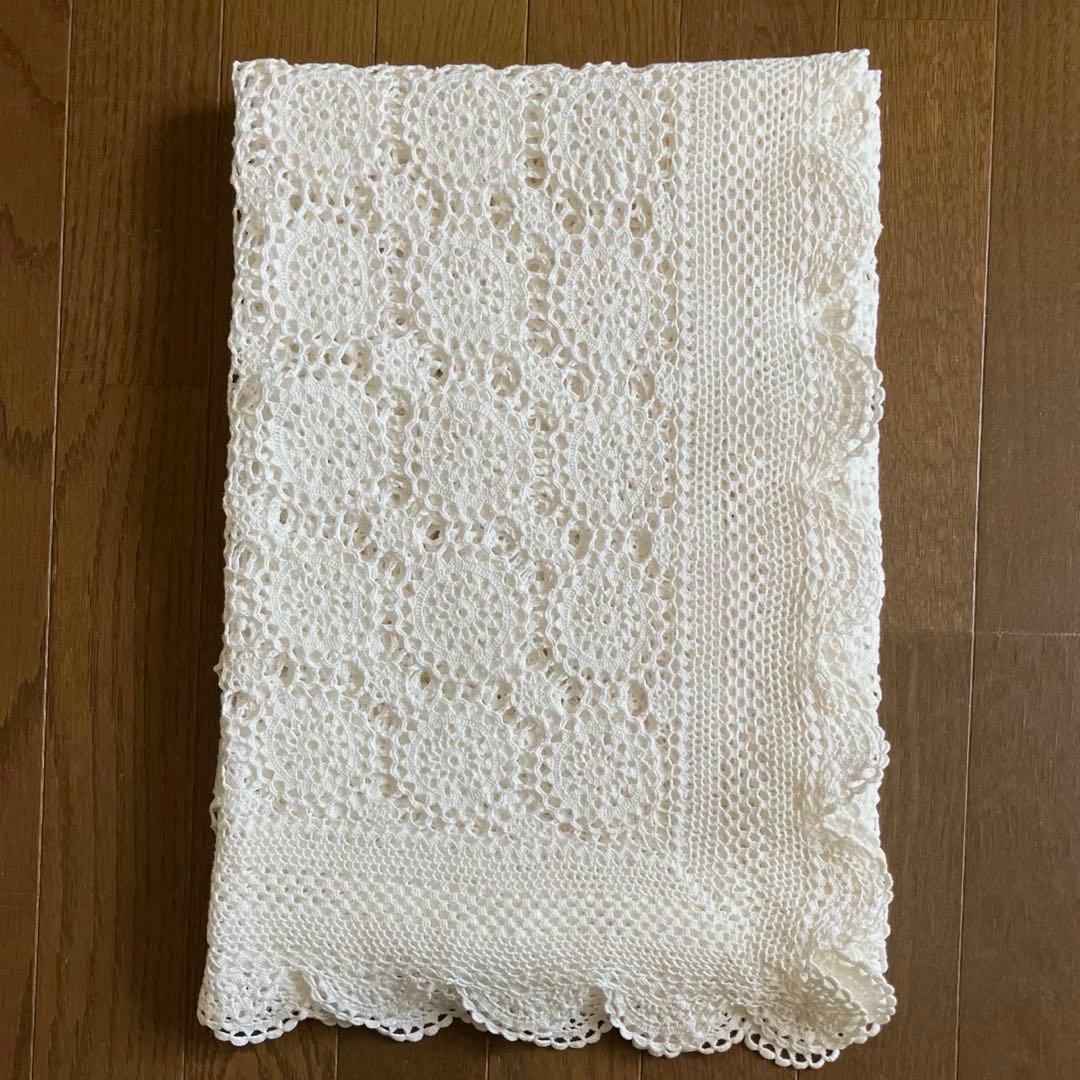 アンティークレース　テーブルクロス　ヴィンテージ　約120㎝×180㎝　大判