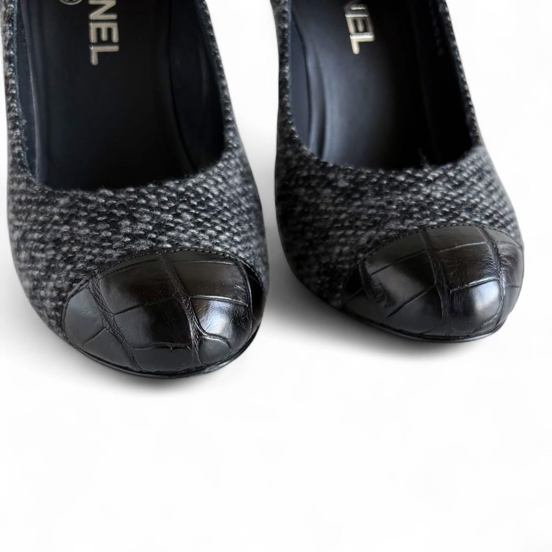 美品 CHANEL ココマーク ツイード パンプス 37.5