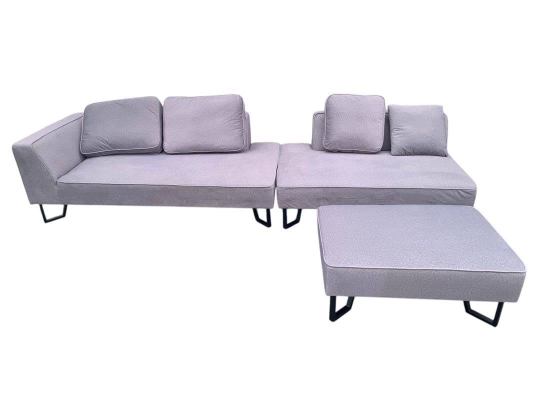 うんこちゃん家具ファブリックカウチ ソファ オットマン付き 美品 大阪配送