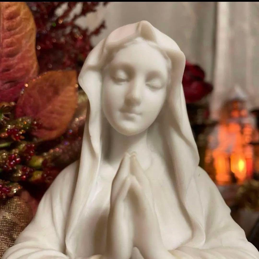 聖母 マリア像 キリスト教美術彫刻像 高さ約29cm