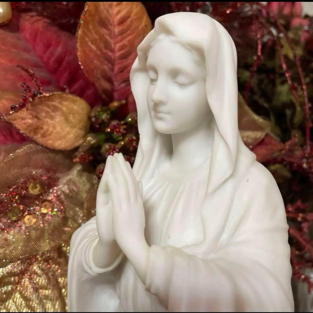 聖母 マリア像 キリスト教美術彫刻像 高さ約29cm