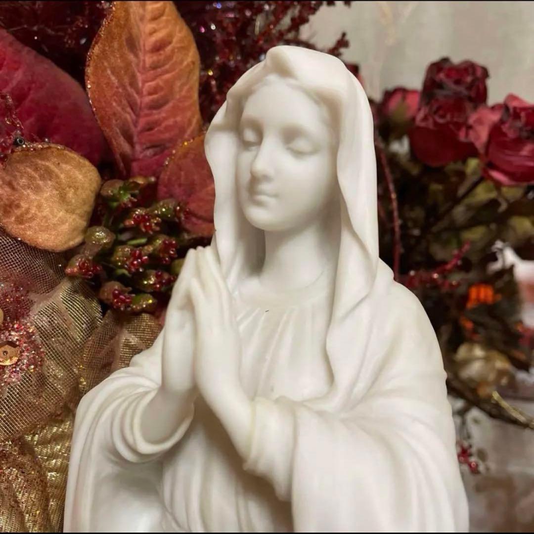 聖母 マリア像 キリスト教美術彫刻像 高さ約29cm