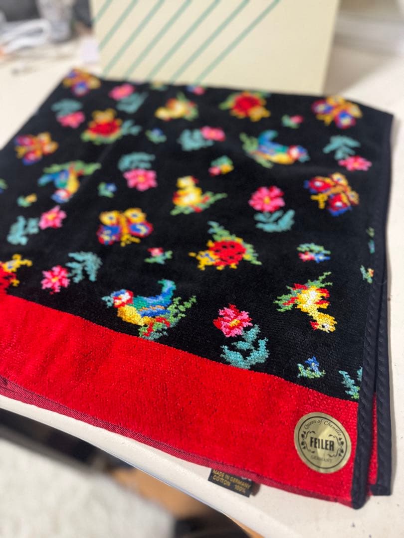 FILLER 花と鳥刺繍 バスタオル