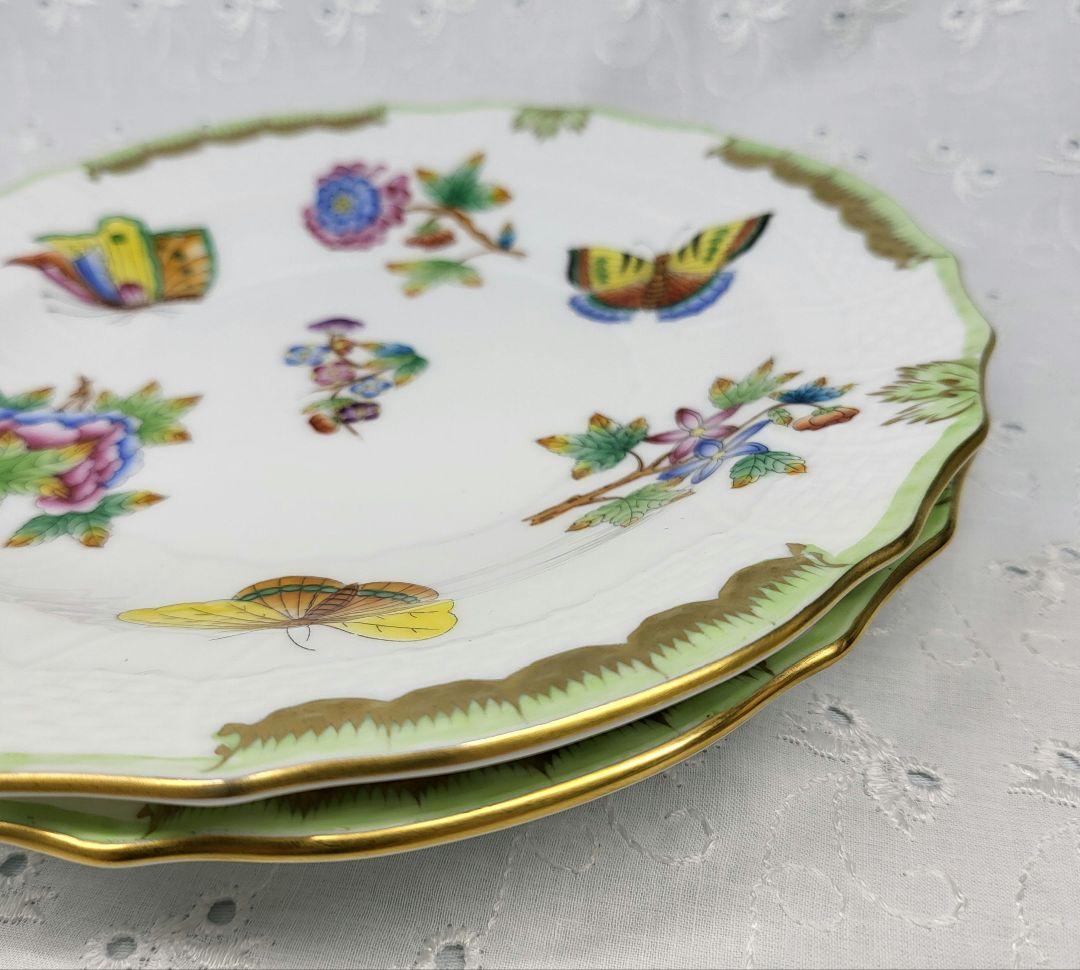 2枚✨ヘレンド ヴィクトリアブーケ サラダ デザート プレート 19皿 花蝶①