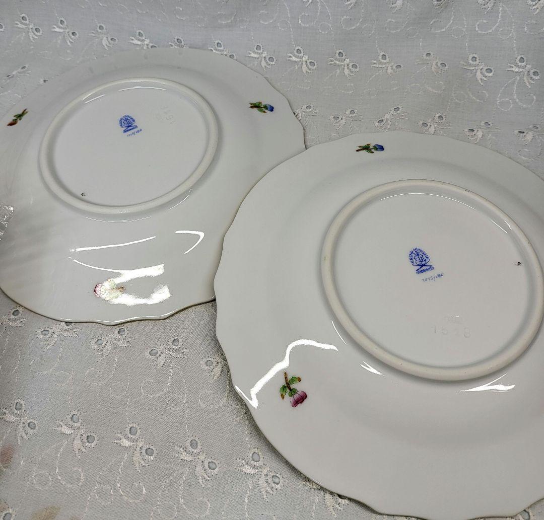 2枚✨ヘレンド ヴィクトリアブーケ サラダ デザート プレート 19皿 花蝶①