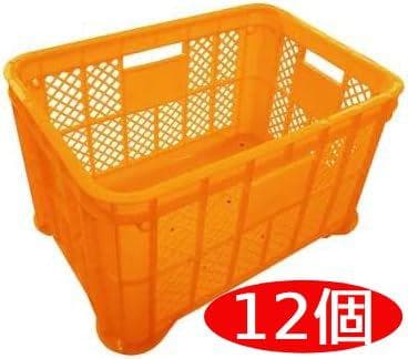 中古 採集コンテナ オレンジ色 平底12個 長方形 W520×D365×H305