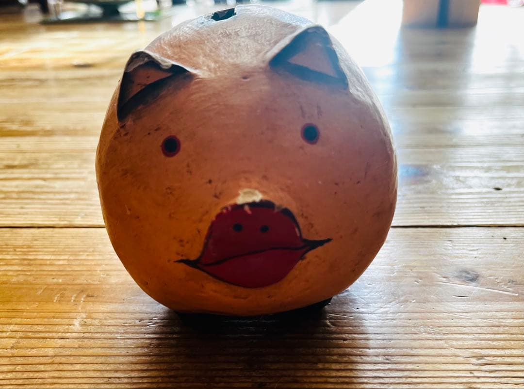 陶器製 豚の顔 貯金箱