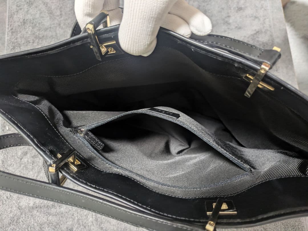 グッチ GG柄 キャンバス レザー トートバッグ ハンドバッグ 黒