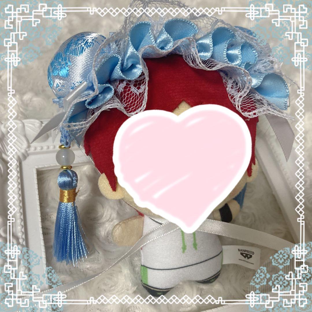 【83】ぬいぐるみ ぬい服 おまんじゅう もちころ ヘッドドレス【白 水色】