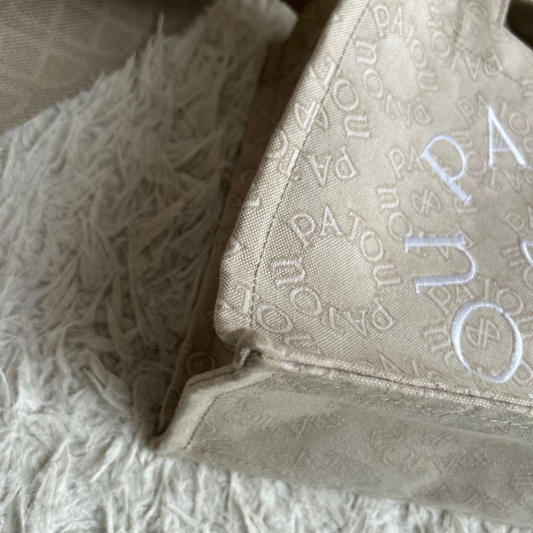 【極美品】PATOU パトゥ キャンバス 総柄 スモール トートバッグ ベージュ