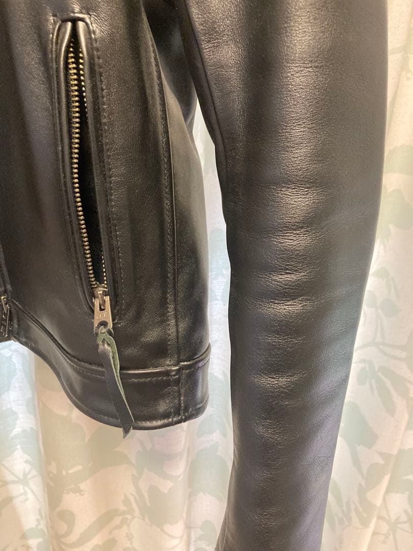 ブラックレザーシングルライダースジャケット カドヤ　TCR-2