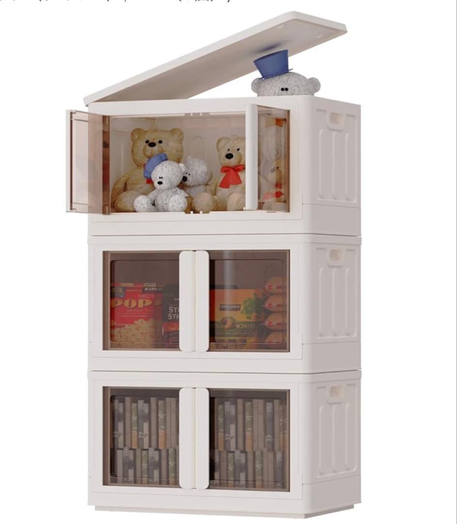 収納ボックス コンテナ 折り畳み式積み重ね可能 キャスター付きホワイト72L3個