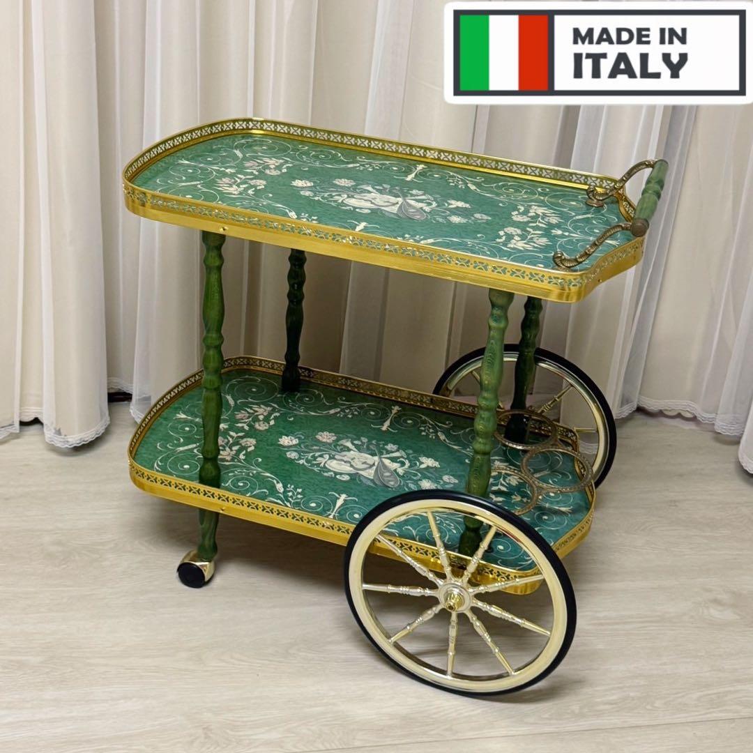 イタリア製 アンティーク キッチン ワゴン キャスター付