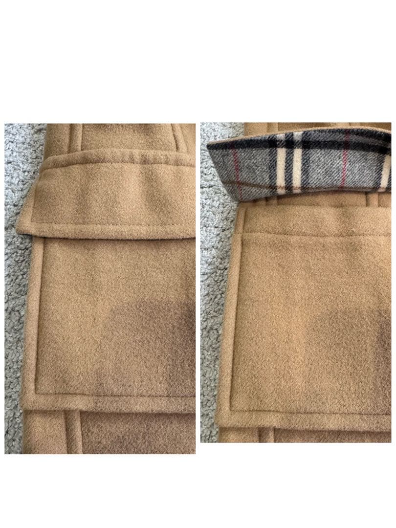 【バーバリーブルーレーベル】ダッフルコート　ロング　ファー　ノバチェック　茶