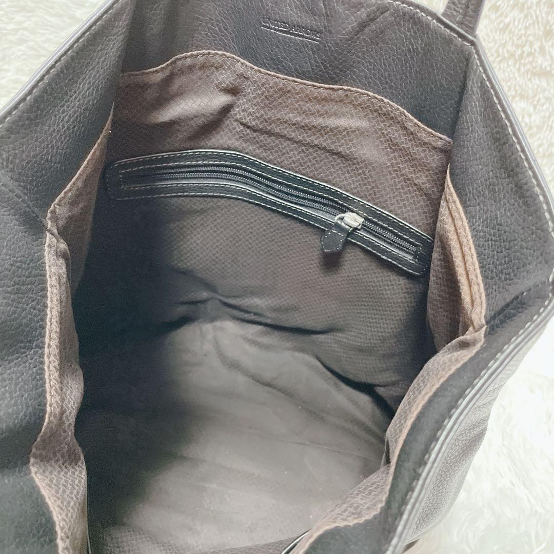 ユナイテッドアローズ　トートバッグ　リアルレザー　ブラック　大容量　男女兼用