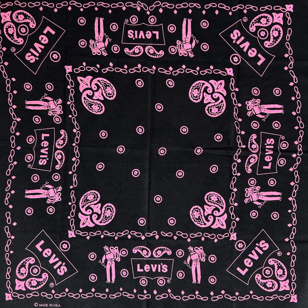 ★ レア 70 80s リーバイス USA製 バンダナ ブラック 黒ピン デッド