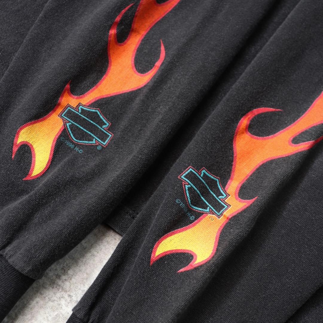 90s ハーレーダビッドソン フレイム ファイヤー ロンT 長袖 ヴィンテージ