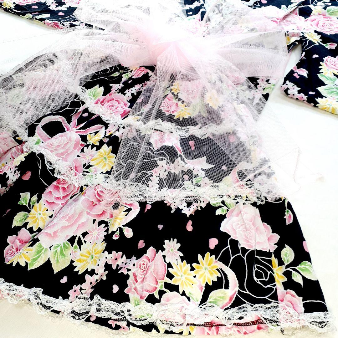 浴衣ドレス　160　花　薔薇　ギャル系　姫系　レース　量産　Y2K