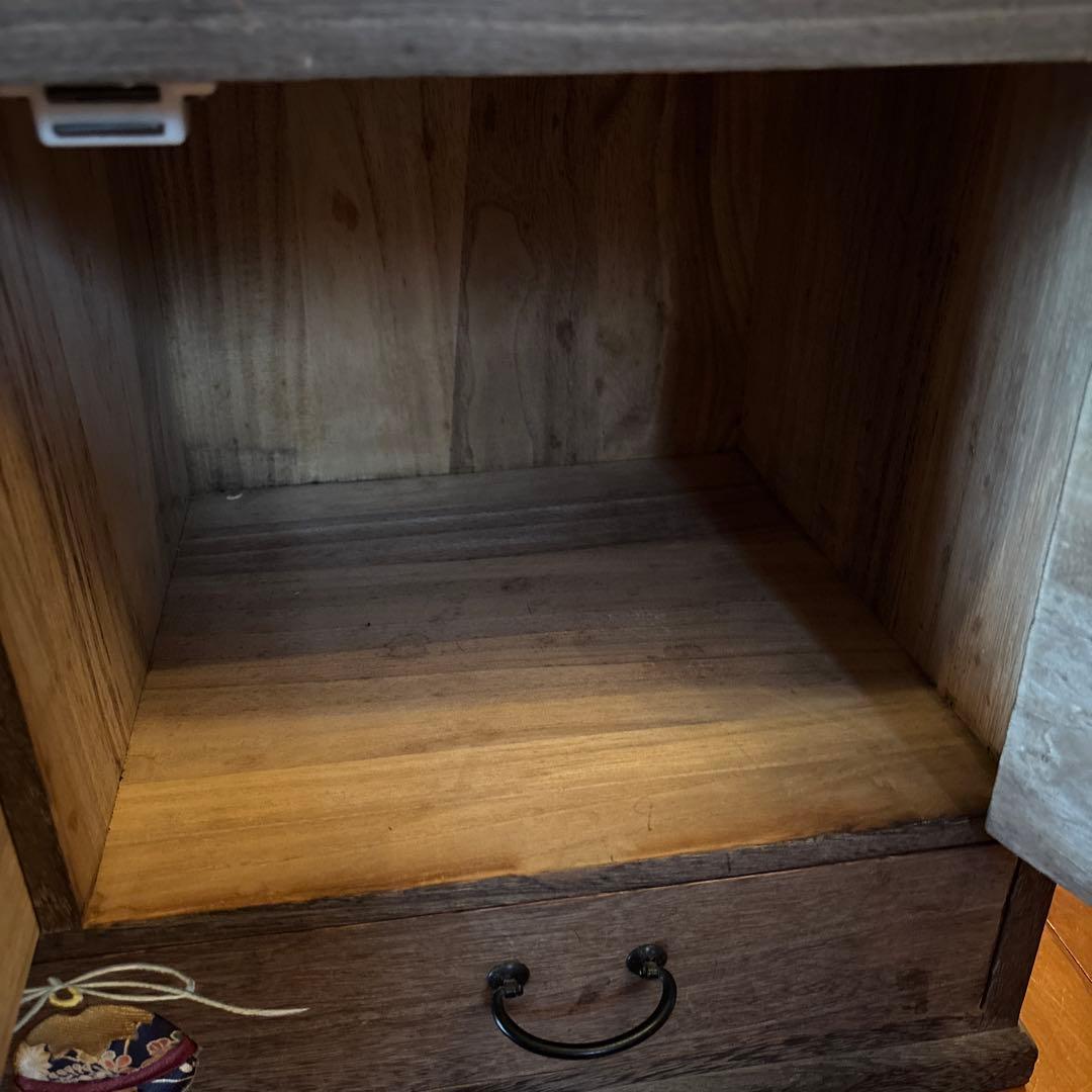 箱長　箪笥　木目込　桐木目込細工　鈴　昭和レトロ　インテリア　訳あり