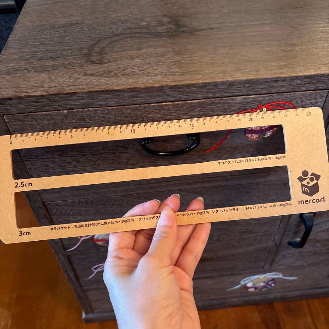 箱長　箪笥　木目込　桐木目込細工　鈴　昭和レトロ　インテリア　訳あり