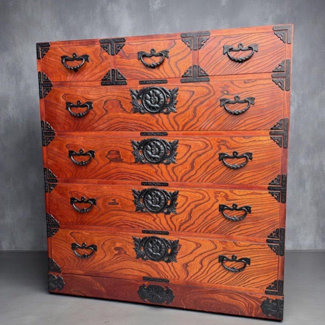 KZ005 岩谷堂箪笥　五段七杯箪笥 南部鉄器 最高級 鍵2本付き