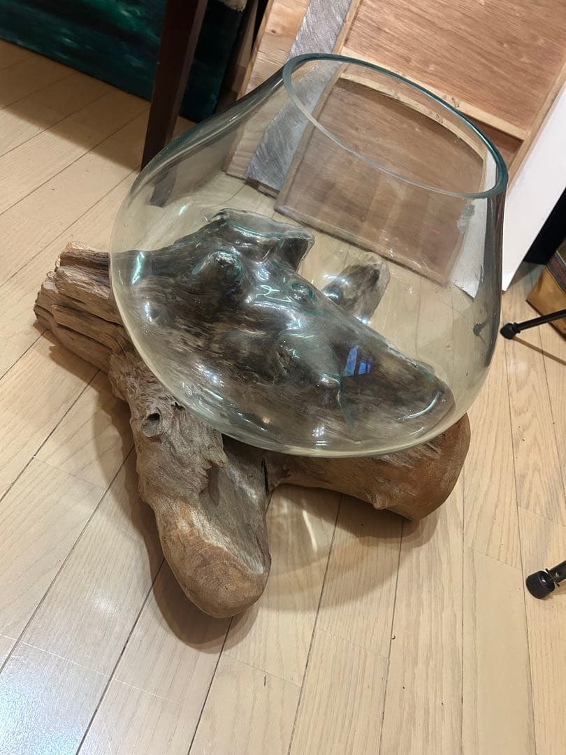 流木ガラスオブジェ 水槽 花瓶 多肉植物 金魚鉢 バリ島アート作品 テラリウム