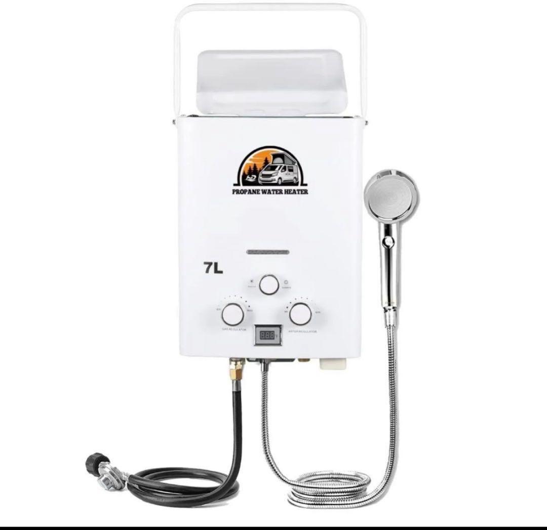 携帯用LPガス給湯器 7L タンクレス 湯沸器 1.85 GPM 熱湯ヒーター