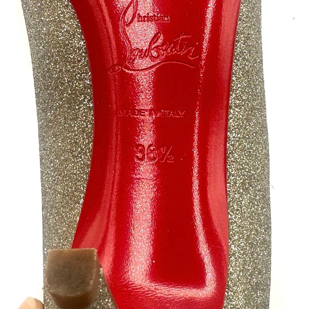 美品　クリスチャン　ルブタン　オープントゥ　グリッター　ハイヒール　25.5cm
