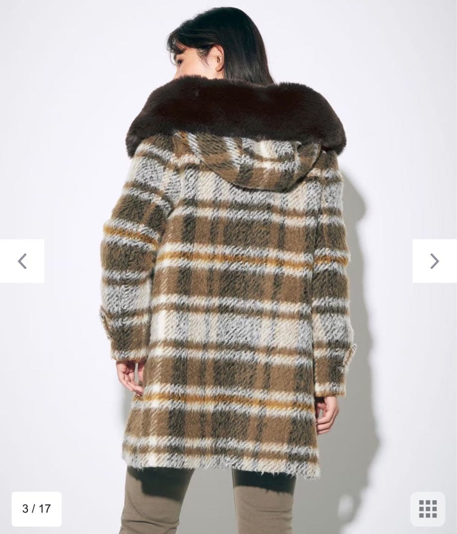 グレースコンチネンタル シャギー チェック ダッフルコート【定価9.6万】
