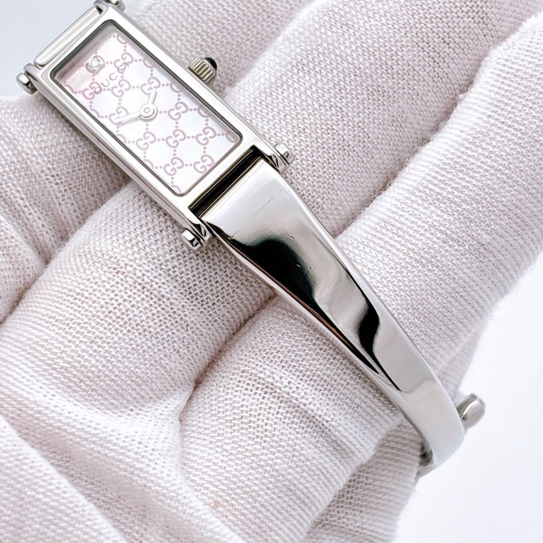 【美品・電池新品】GUCCI 1500L ダイヤ ピンク シェル GG