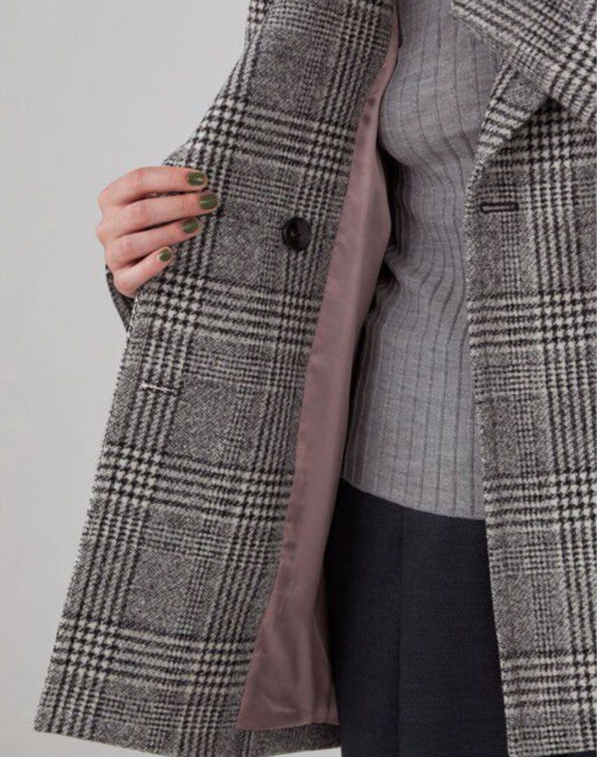 TOMORROWLANDcollection ウールカシミヤグレンチェックコート
