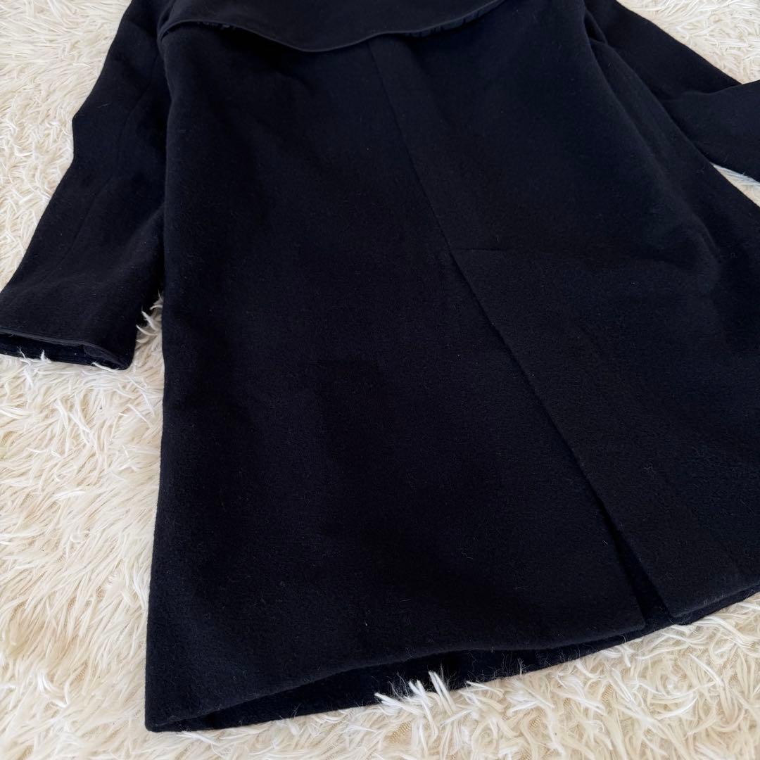 バーニーズニューヨーク　ウールブレンドノーカラーコート　ネイビー　38 M